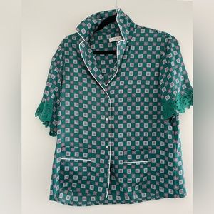 SANDRO PARIS BUTTON DOWN SILK BLOUSE